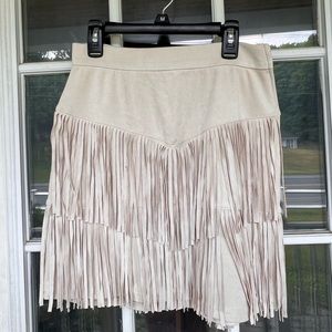 Suede Fringe Skirt